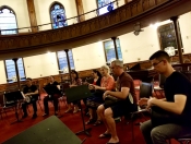 Community Percussion Ensemble practice their rhythms at Calvary Church