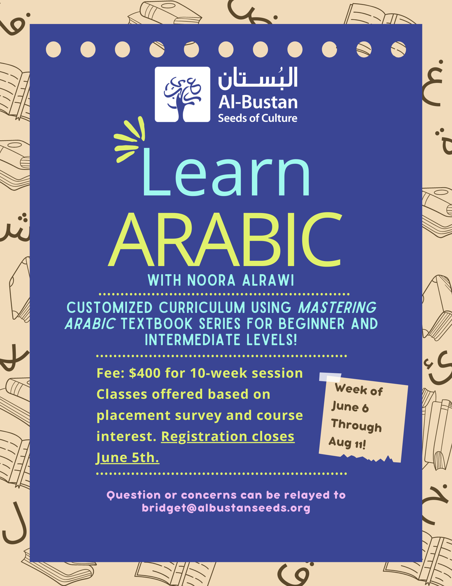 Arabic Language Classes for Adults — Al-Bustan Seeds of Culture